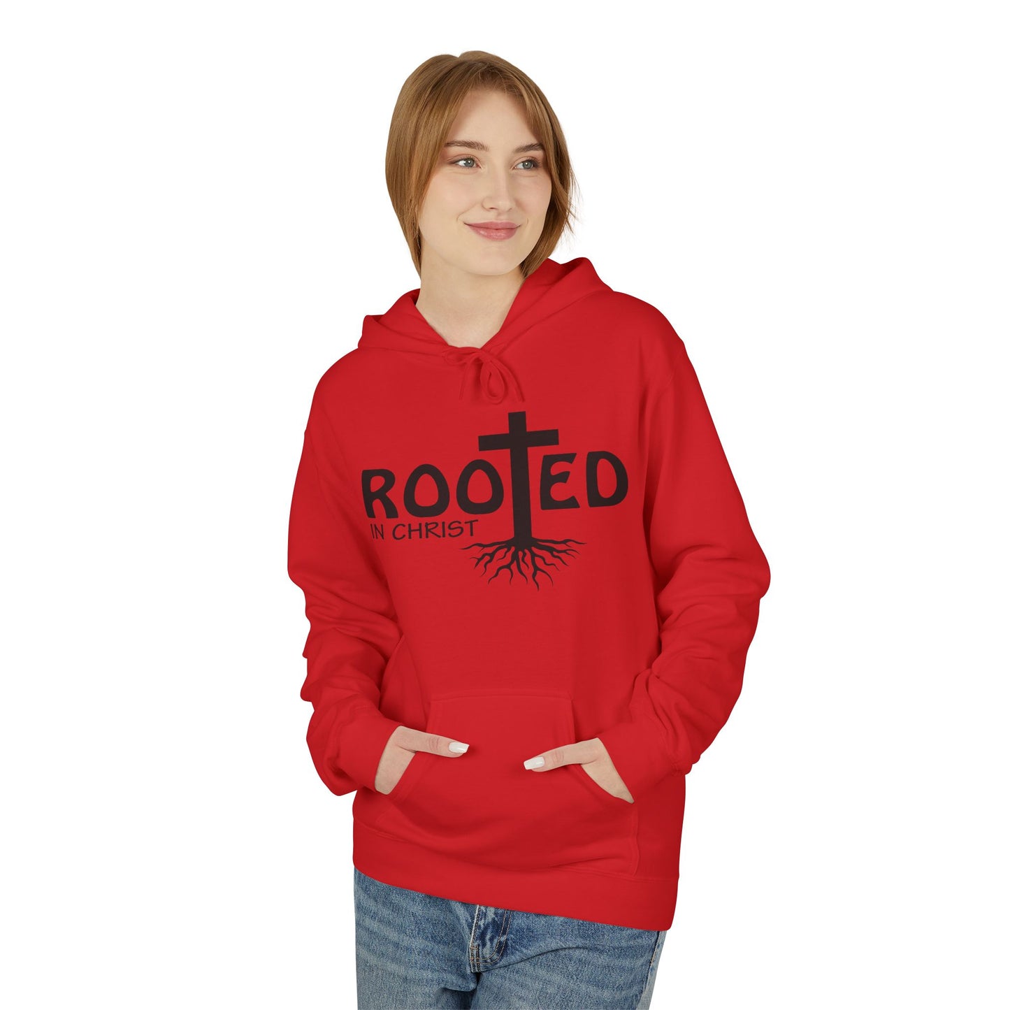 Hoodie - Rooted in Christ Religious Softstyle Fleece