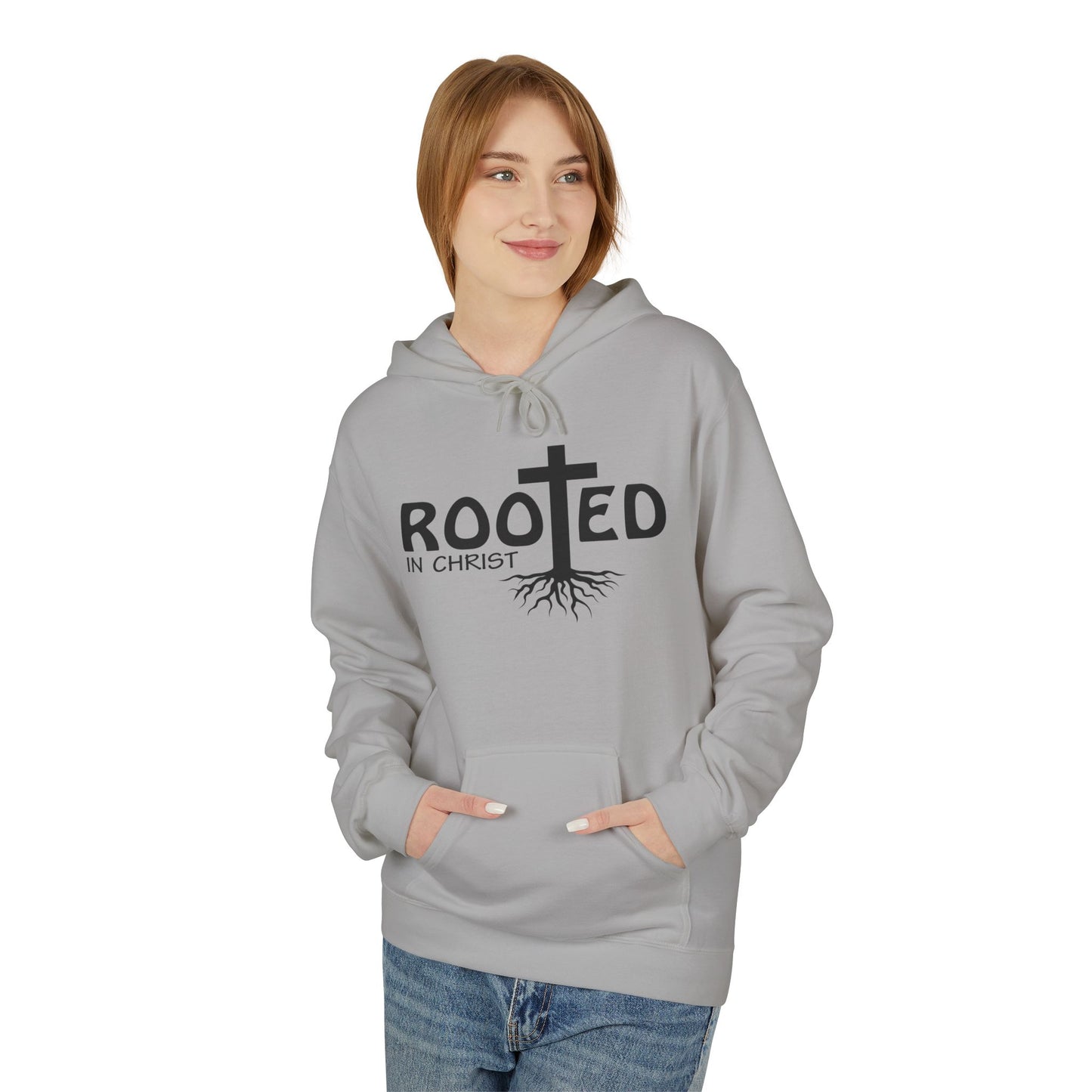 Hoodie - Rooted in Christ Religious Softstyle Fleece