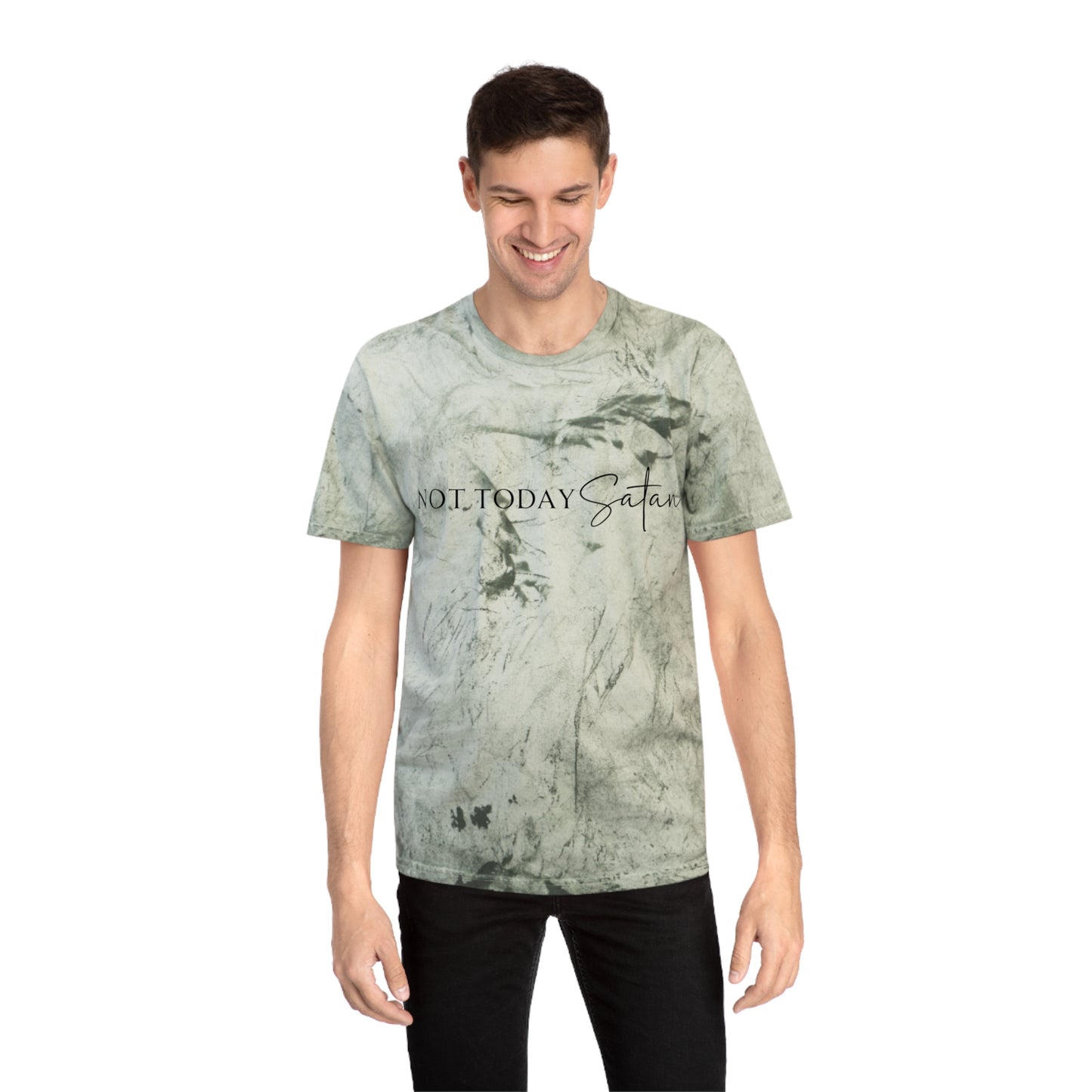 Unisex Color Blast T-Shirt- Not today satan .... Not ever