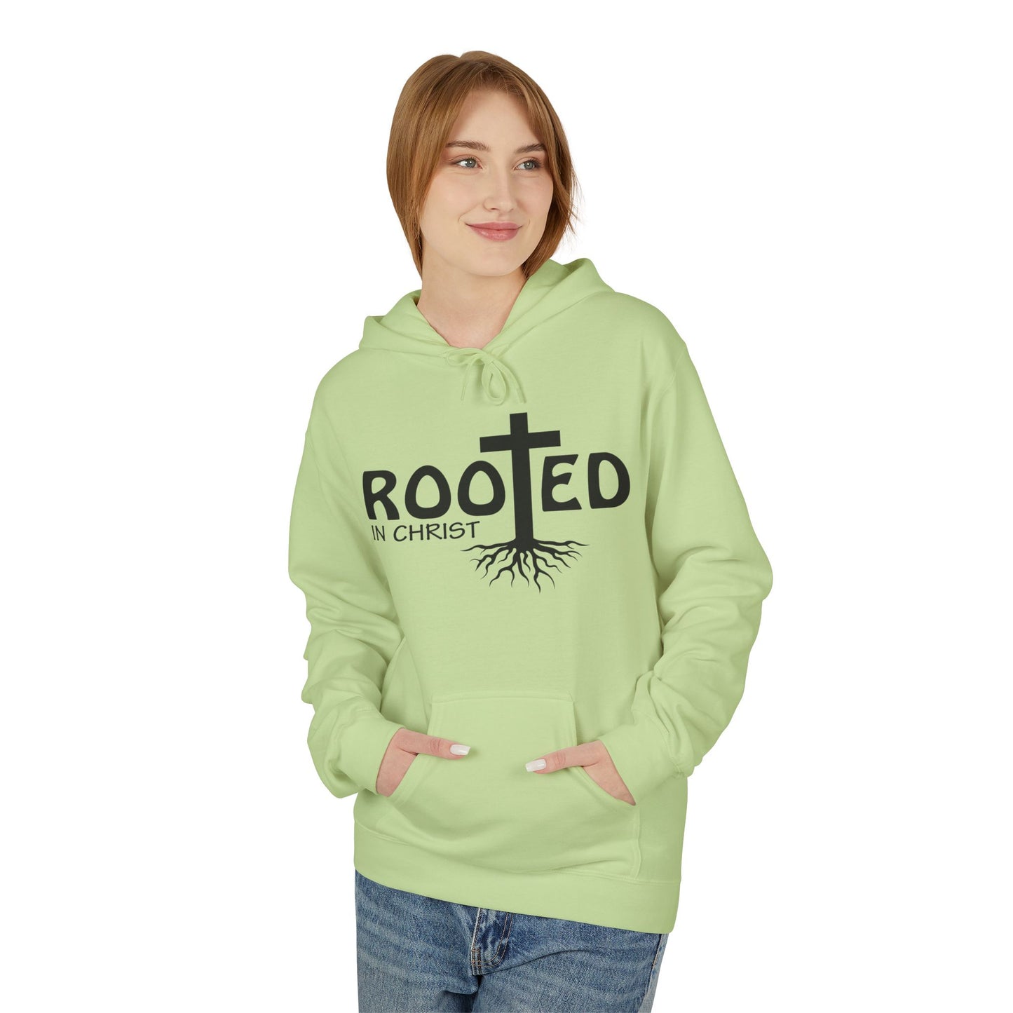 Hoodie - Rooted in Christ Religious Softstyle Fleece