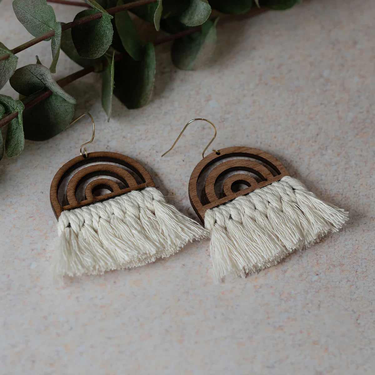 Boho Rainbow Macrame Earrings