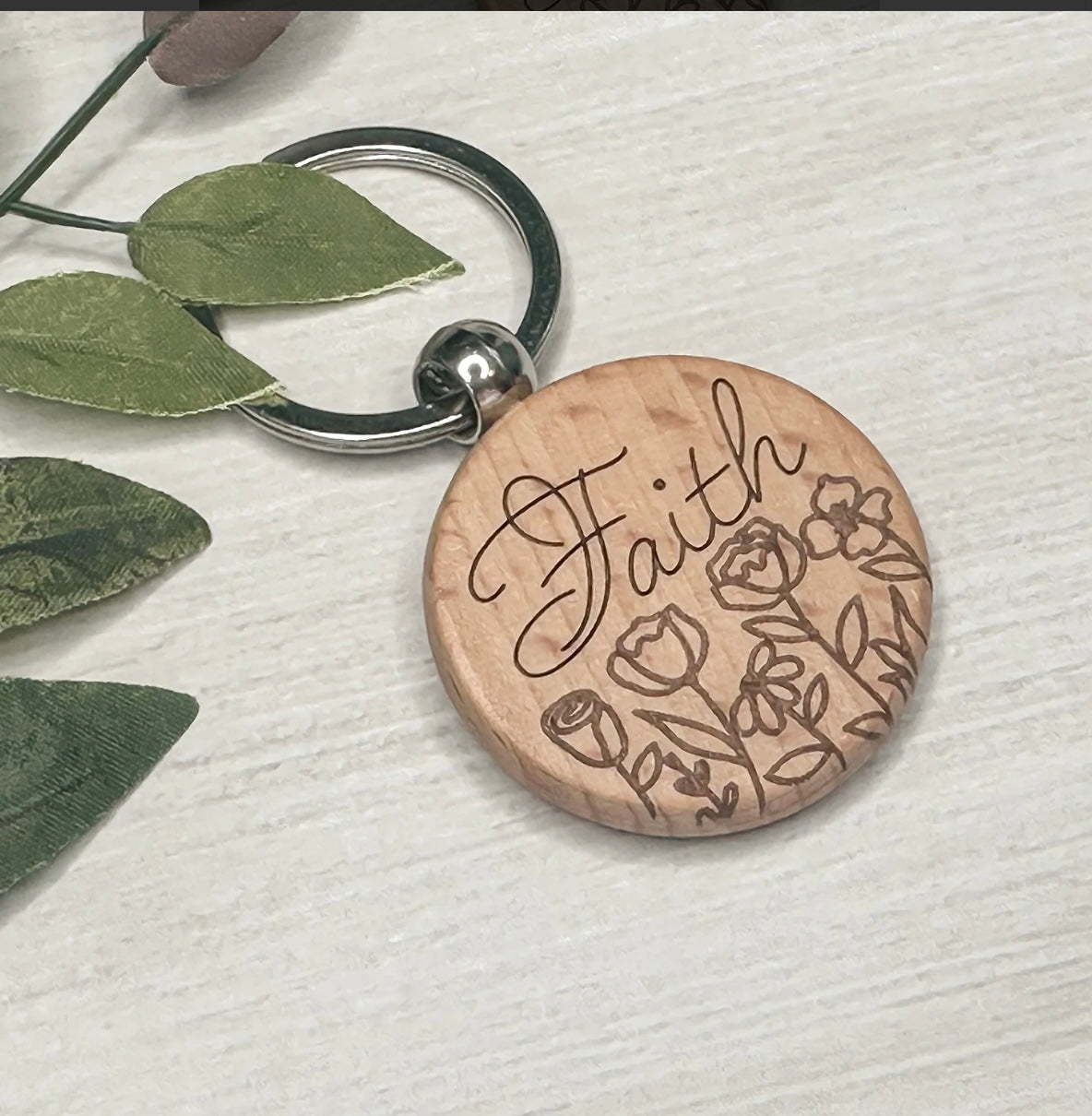 Laser engraved humorous/faith filled Keychain