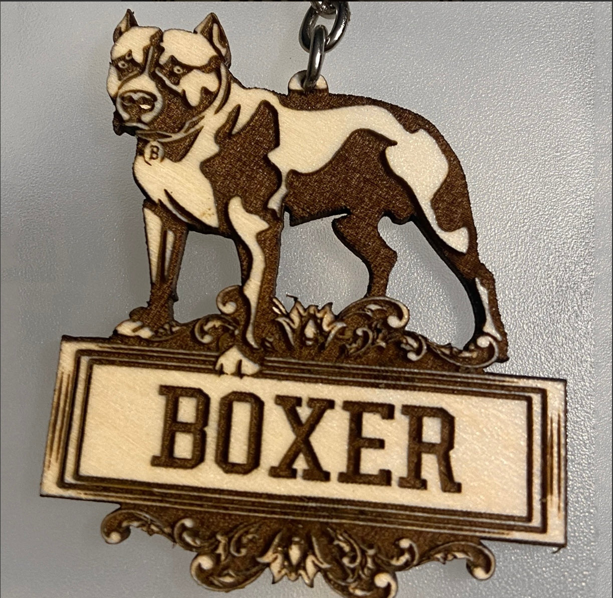 Customizable Boxer Dog Keychain