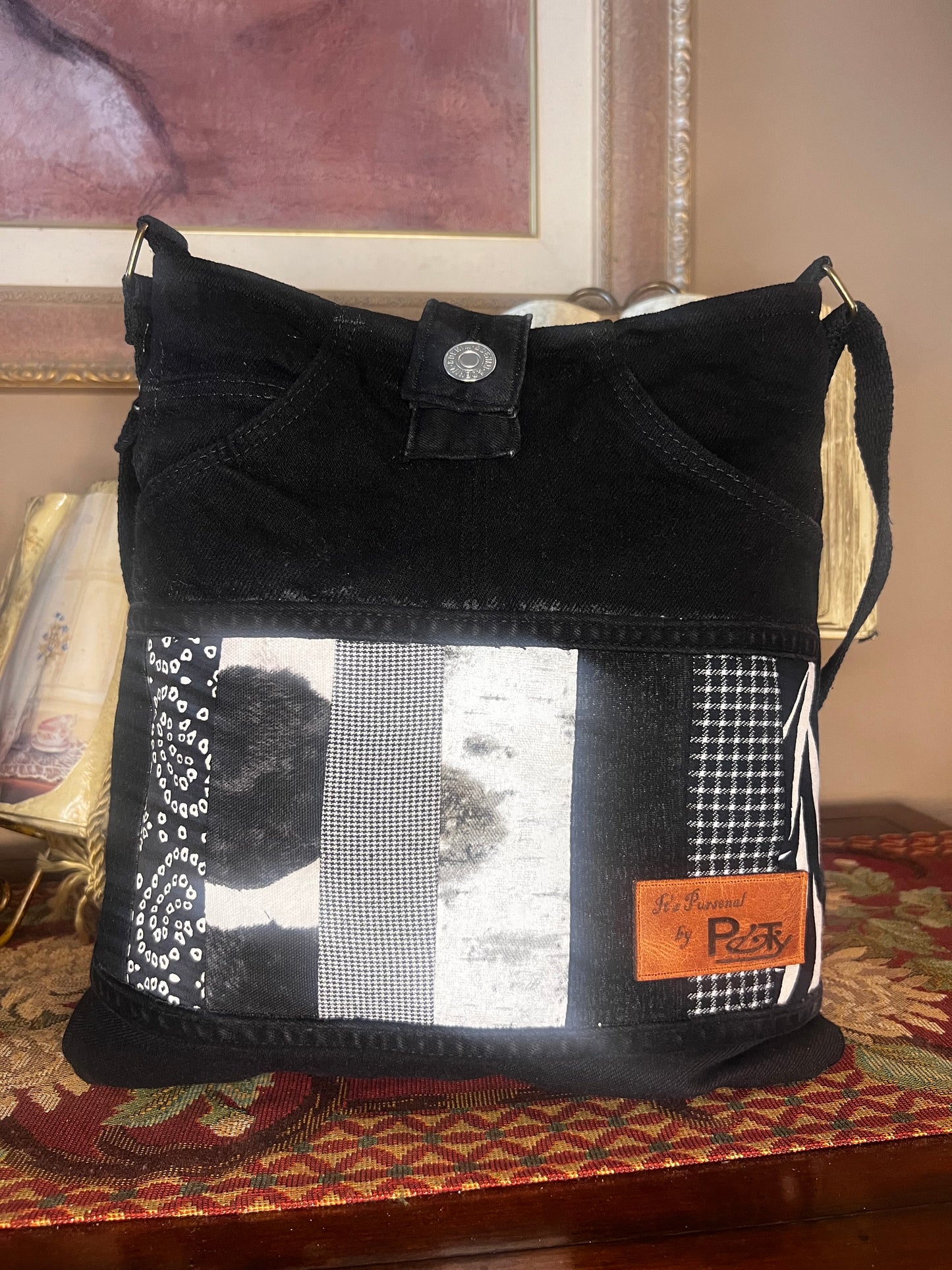 Cow Black Patch Handbag