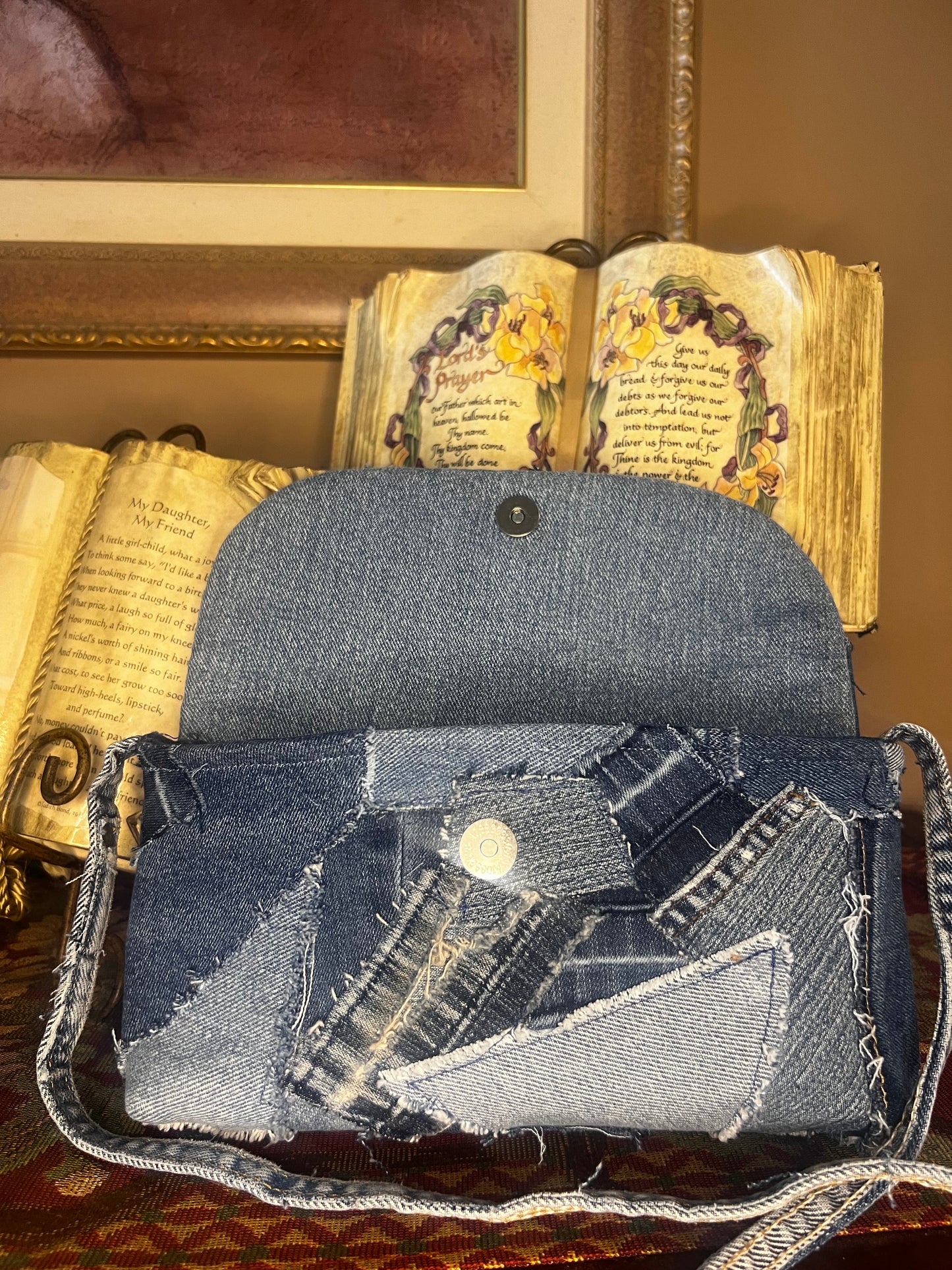 Patchwork Denim Clutch
