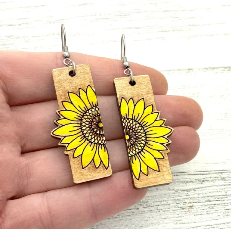 Sunflower Earring Rectangle Halves