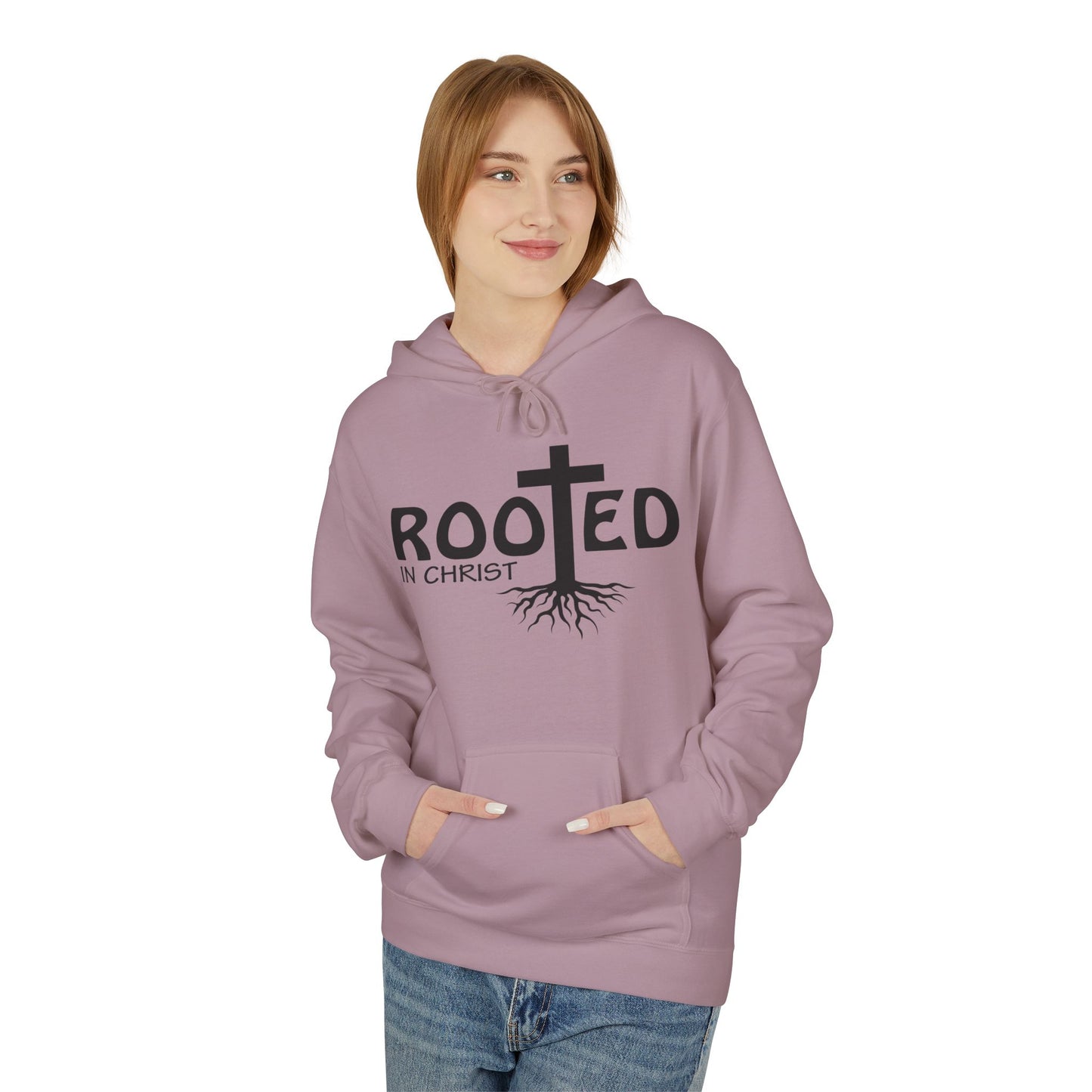 Hoodie - Rooted in Christ Religious Softstyle Fleece