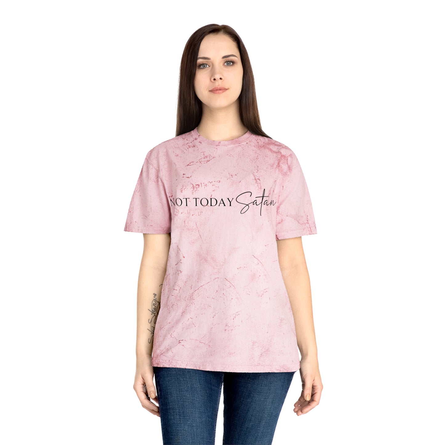 Unisex Color Blast T-Shirt- Not today satan .... Not ever