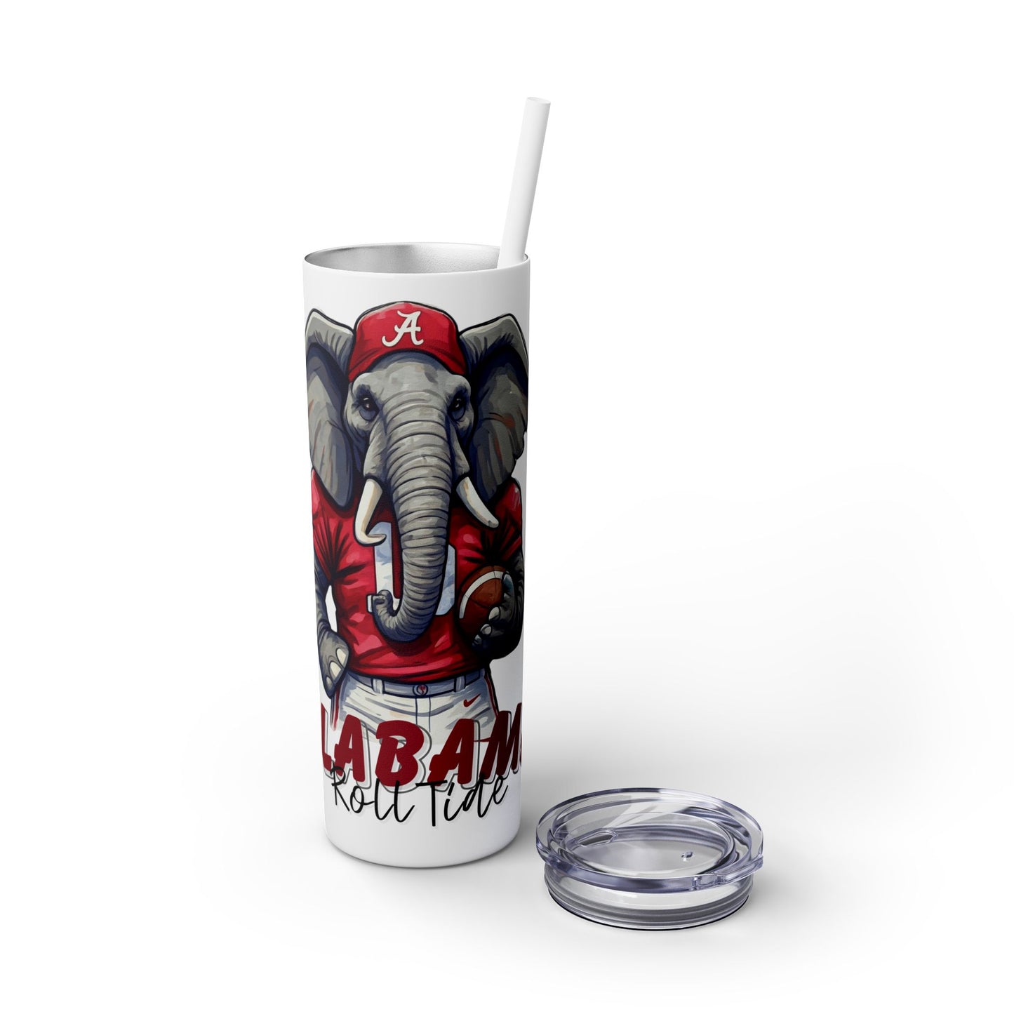 Skinny Tumbler with Straw, 20oz Alabama Roll Tide