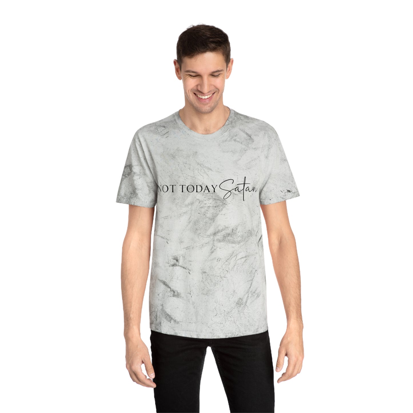 Unisex Color Blast T-Shirt- Not today satan .... Not ever
