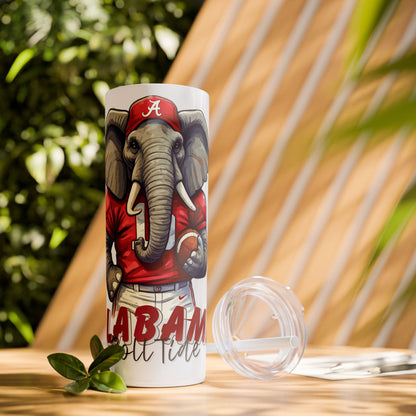 Skinny Tumbler with Straw, 20oz Alabama Roll Tide