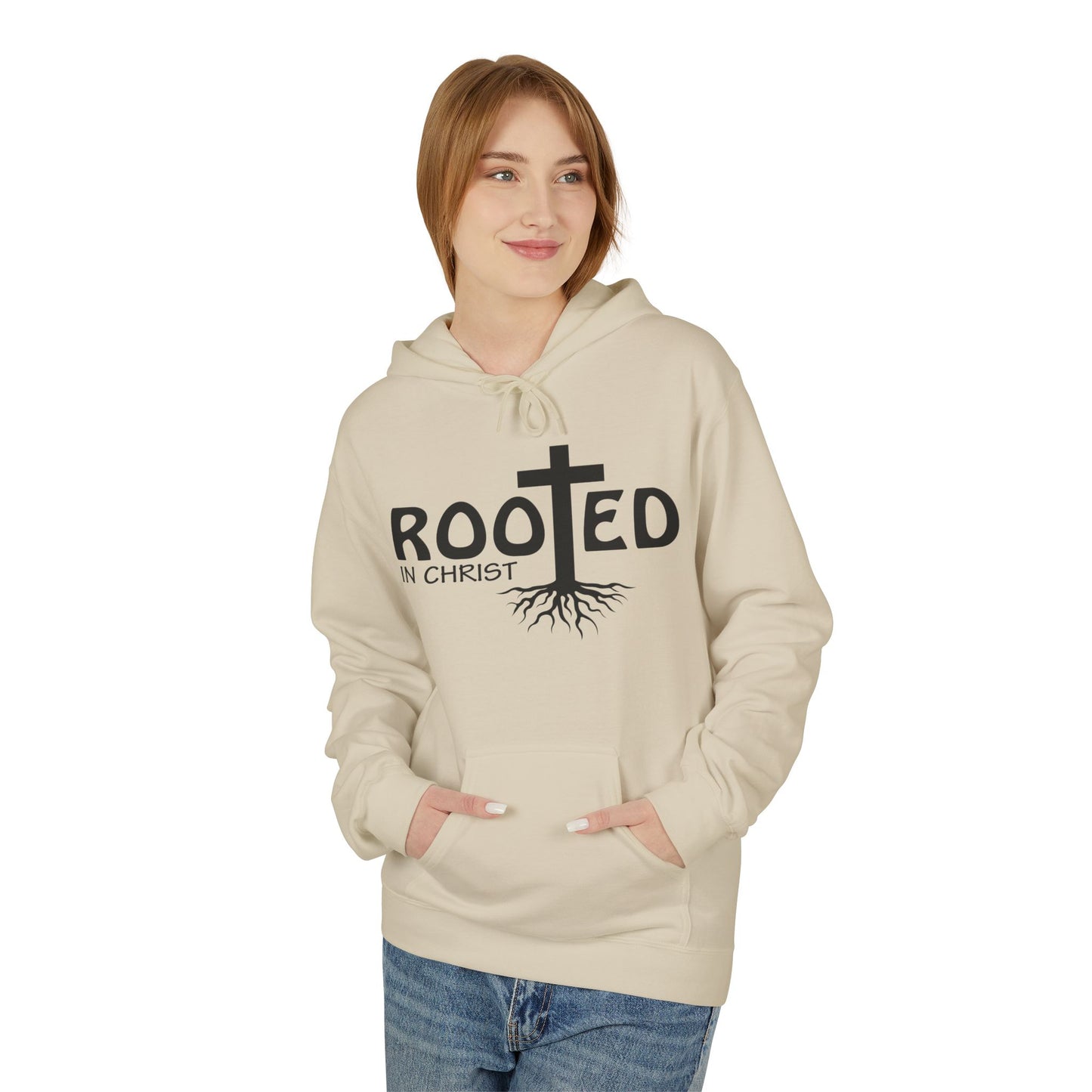 Hoodie - Rooted in Christ Religious Softstyle Fleece