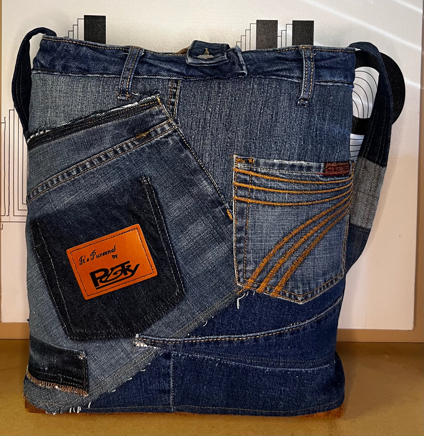 Denim shoulder bag