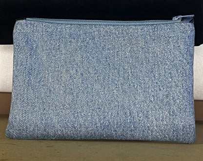 Denim shoulder strap bag. Strap made from men’s dress ties.
