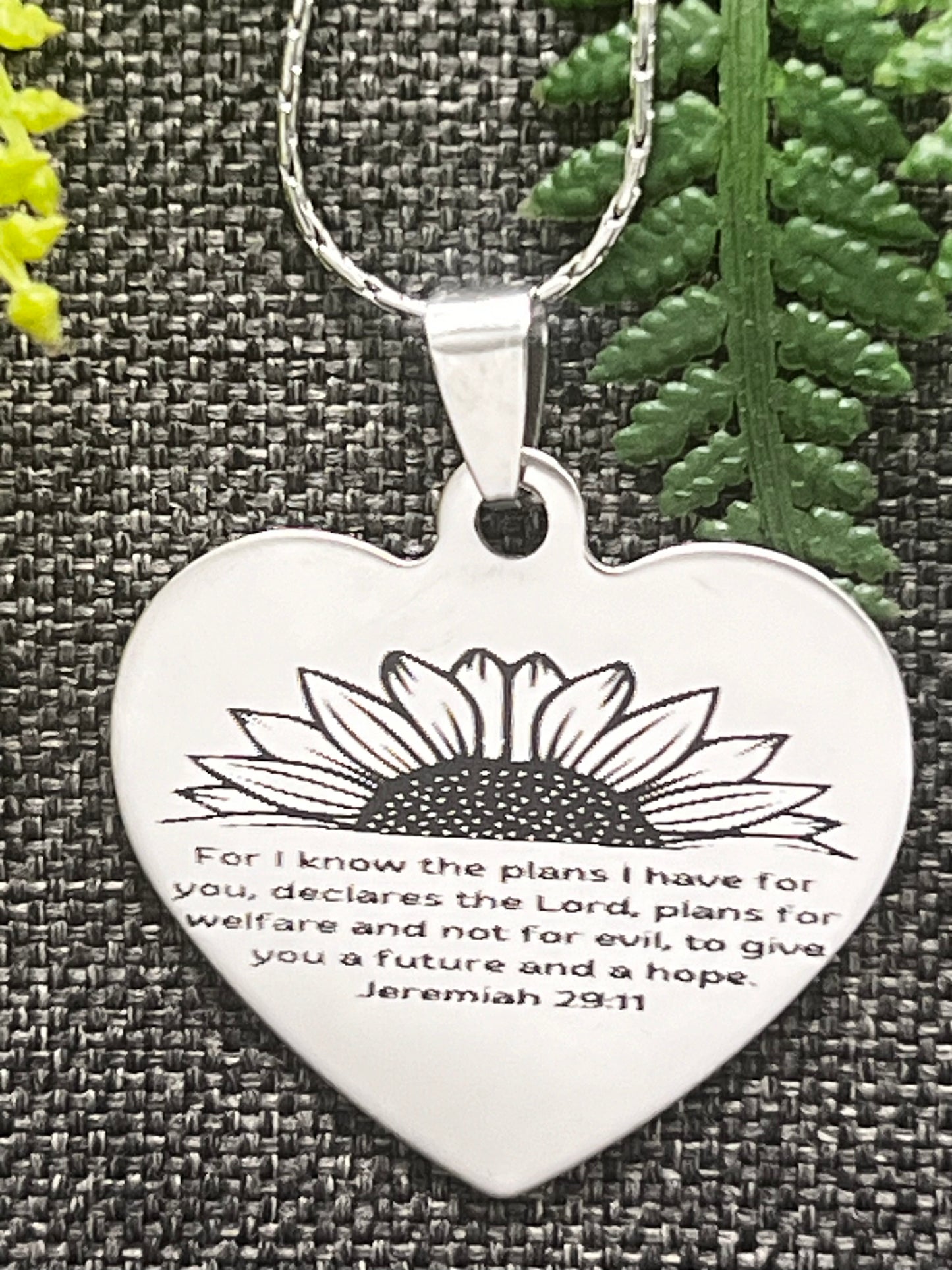 Heart pendent: Jeremiah 29:11…… I know the plans I have for you…..