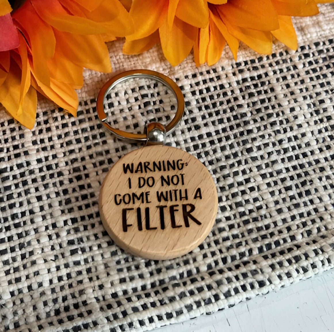 Laser engraved humorous/faith filled Keychain