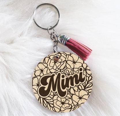 Floral Engraved Keychain