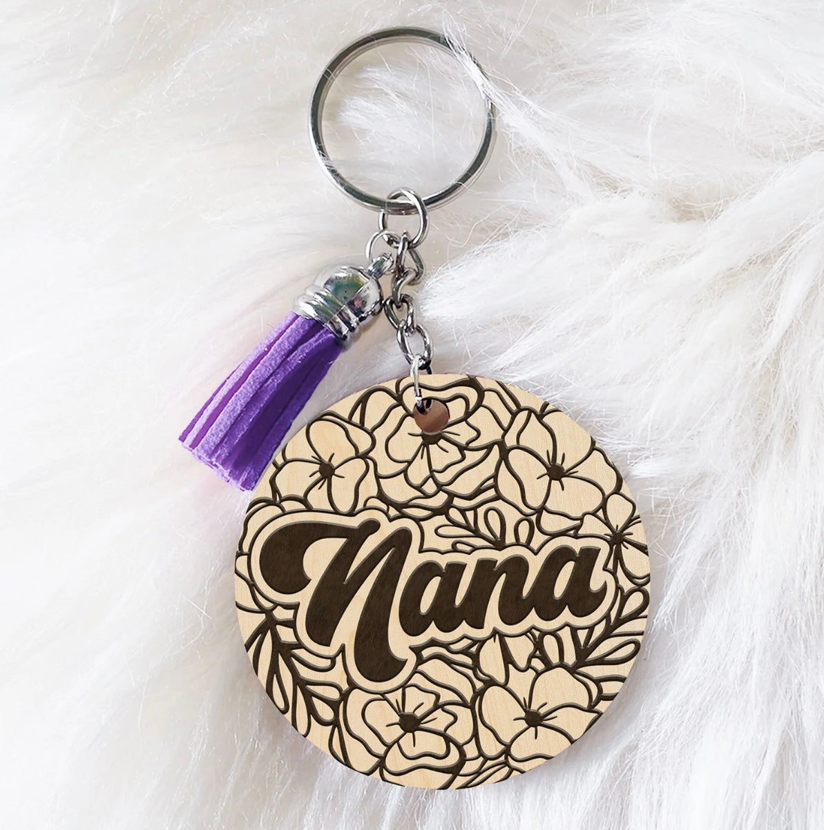 Floral Engraved Keychain