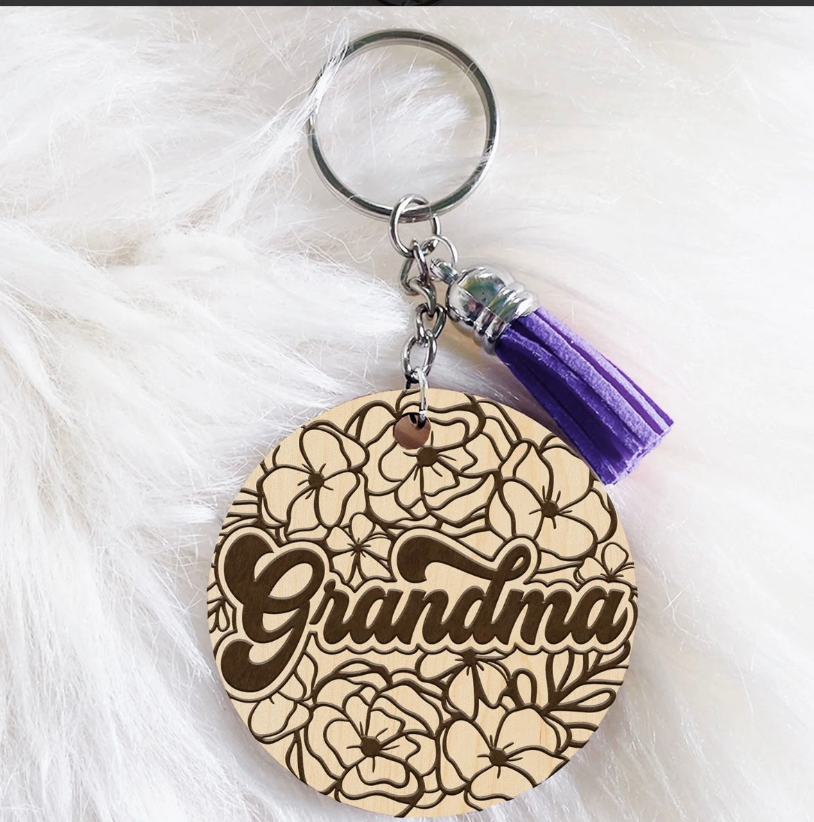 Floral Engraved Keychain