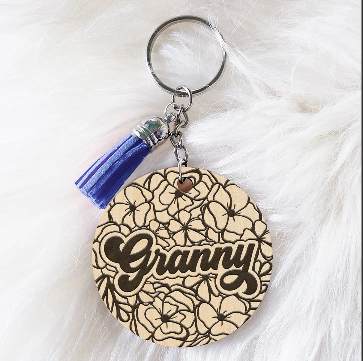 Floral Engraved Keychain