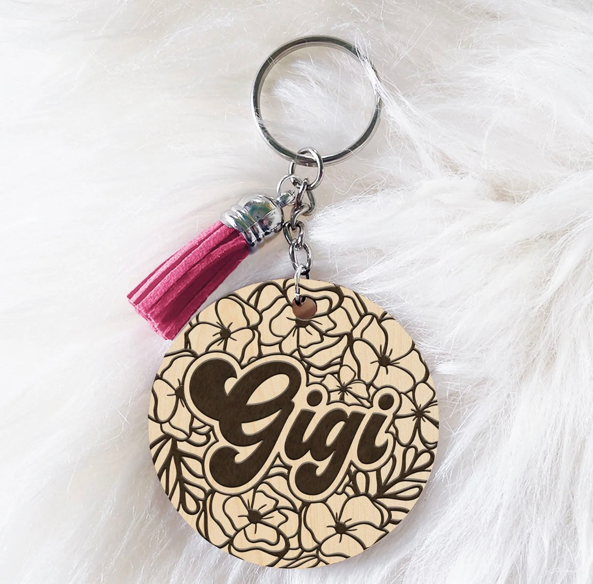Floral Engraved Keychain