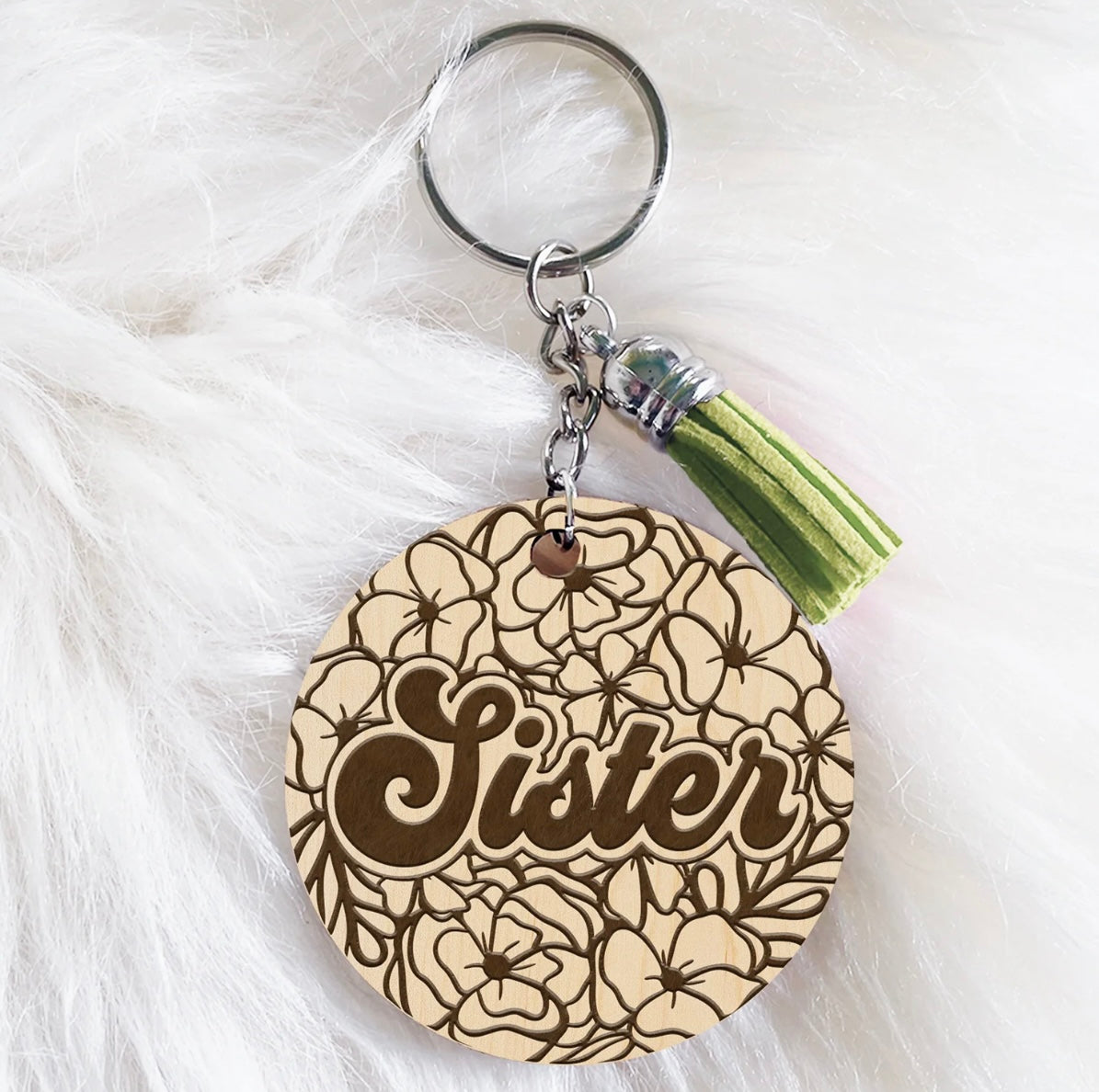 Floral Engraved Keychain