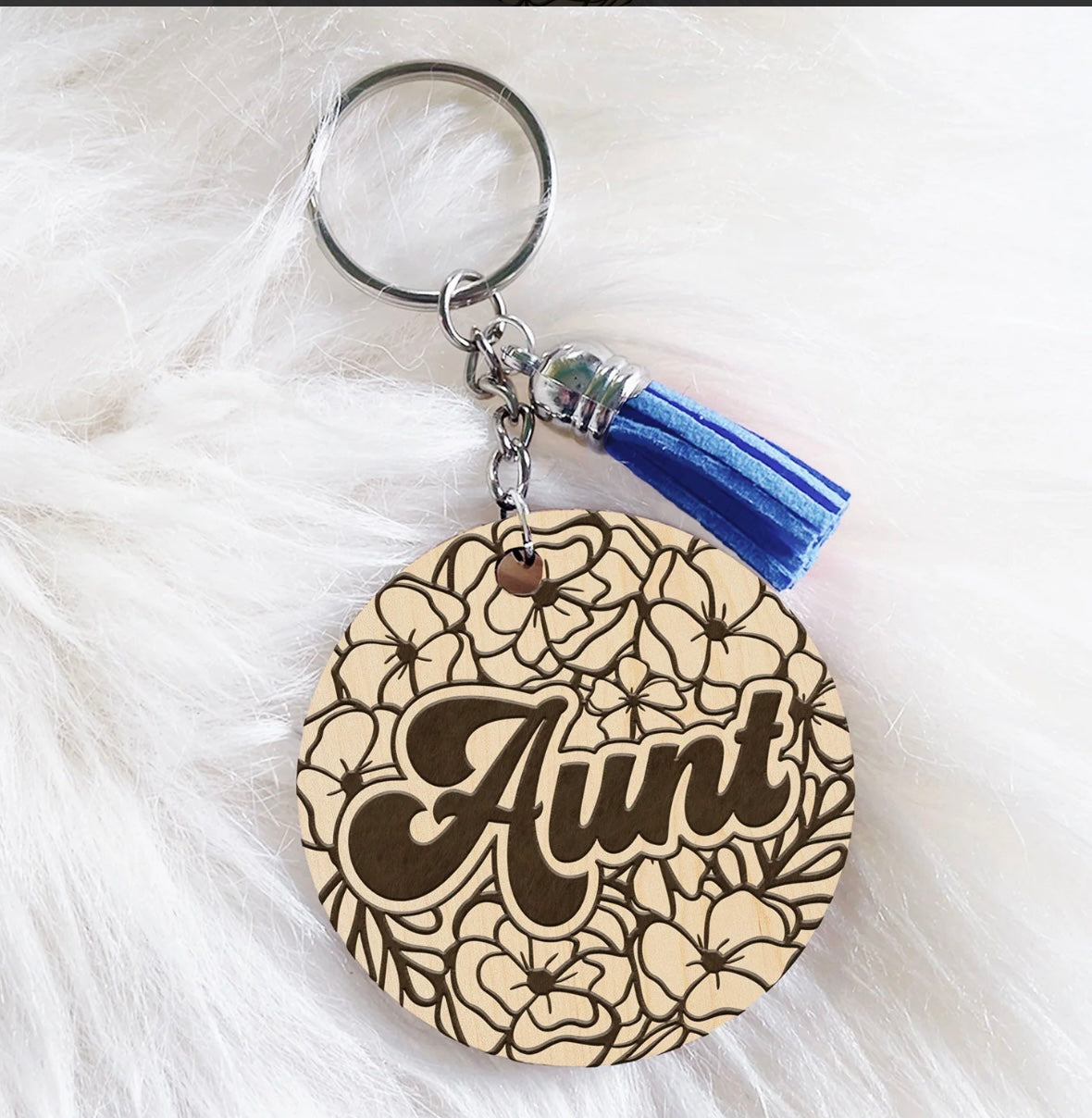 Floral Engraved Keychain