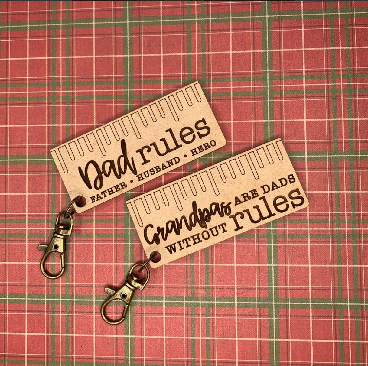 Dad and Grandpa Rules Father's Day Keyrings