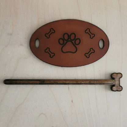 Puppy Paw Leather Hair Tie With Hair Stick