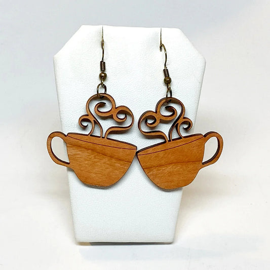 Steamy Heart Coffee / Teacup Earrings
