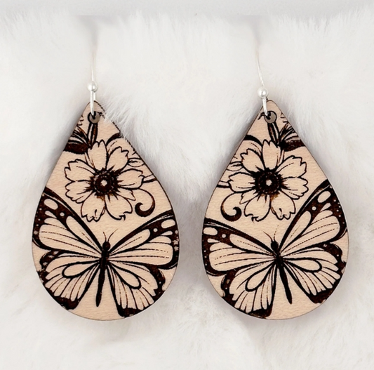 Butterfly Flower Teardrop Earrings