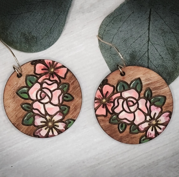 Rose Round Dangle Earrings