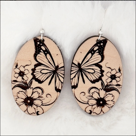 Floral Butterfly Oval Earrings