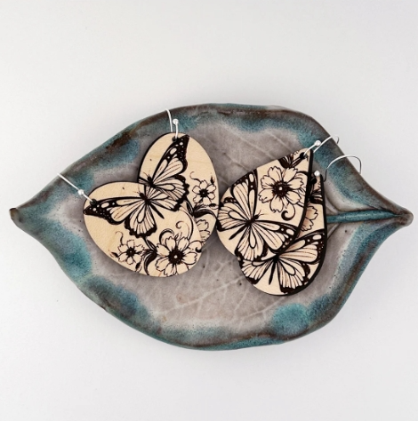Floral Butterfly Oval Earrings