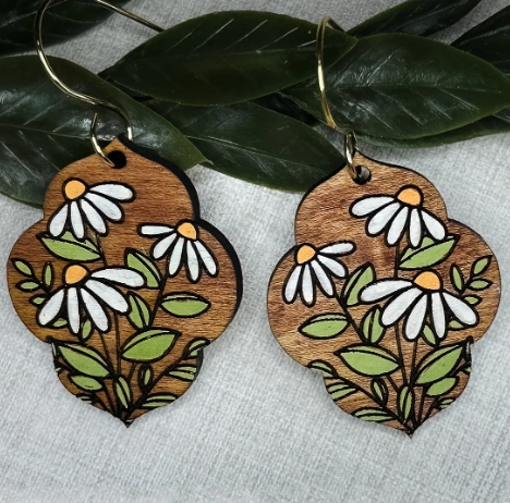 Hand-drawn Moroccan Shaped Daisy Earrings