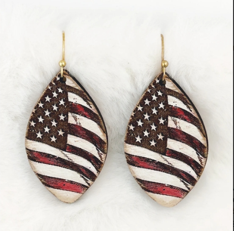 Tattered American Flag Dangle Earrings
