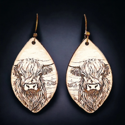 Rustic Highland Cow Earrings