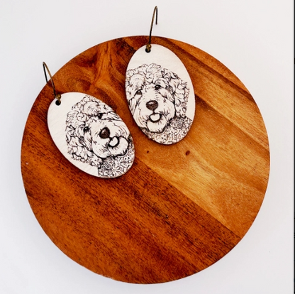Golden Doodle Dog Dangle Earrings