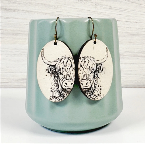 Highland Cow Farm Animal Dangle Earrings