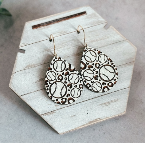 Baseball Tear Drop Earrings