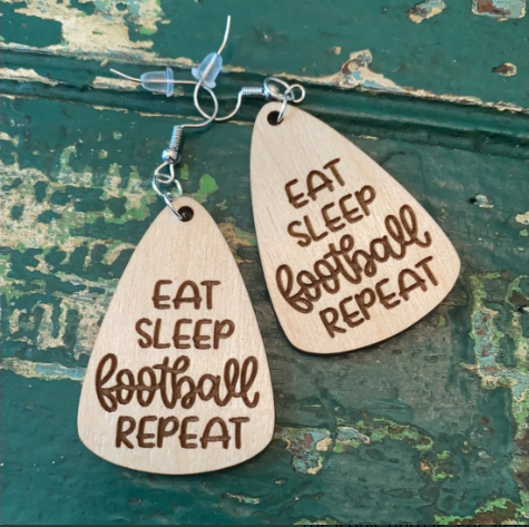 Eat Sleep Football Repeat Dangle Earrings