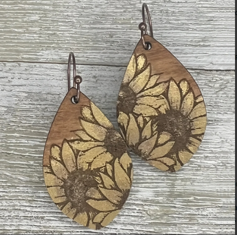 Sunflower Teardrop Dangle Earrings