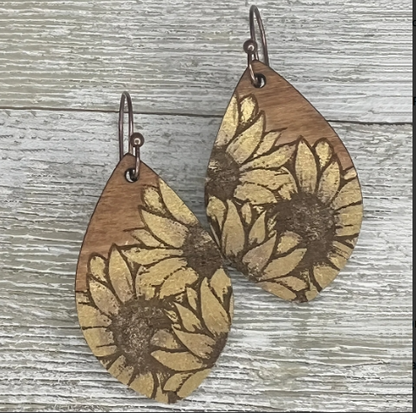 Sunflower Teardrop Dangle Earrings