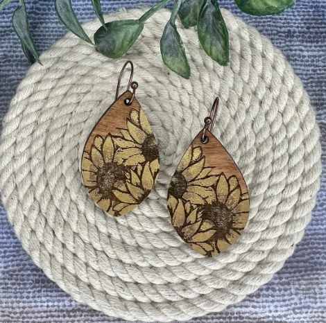 Sunflower Teardrop Dangle Earrings
