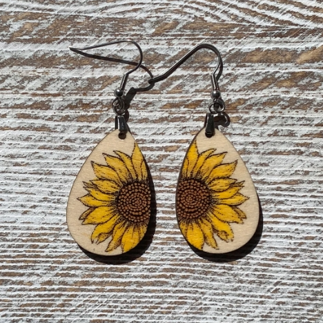 Teardrop Sunflower Earrings